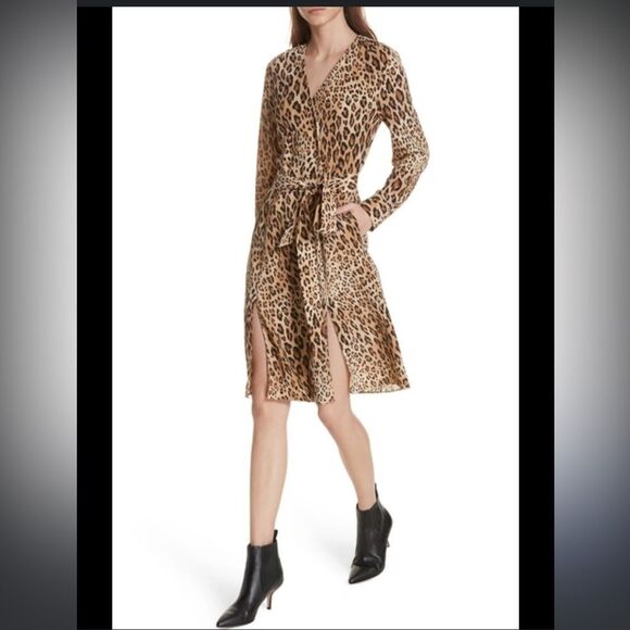 FRAME 100% Silk Leopard Dress Medium - Picture 1 of 9